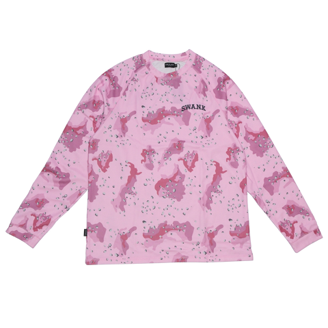 1. S.W.A.N.K SPA BERRY CAMO WAFFLE KNIT RAGLAN SHIRT