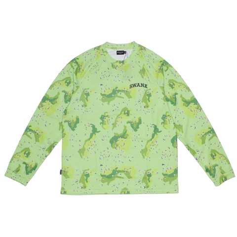 1. S.W.A.N.K CREME SODA CAMO WAFFLE KNIT RAGLAN SHIRT