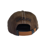 1.1 S.W.A.N.K BEWARE STRAPBACK CONTRAST STITCH 6 PANEL  CAP - BROWN