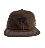 1.1 S.W.A.N.K BEWARE STRAPBACK CONTRAST STITCH 6 PANEL  CAP - BROWN
