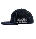 1.1 S.W.A.N.K BEWARE STRAPBACK CONTRAST STITCH 6 PANEL CAP - BLACK