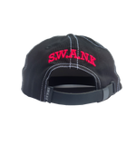 1.1 S.W.A.N.K BEWARE STRAPBACK CONTRAST STITCH 6 PANEL CAP - BLACK