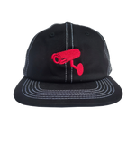1.1 S.W.A.N.K BEWARE STRAPBACK CONTRAST STITCH 6 PANEL CAP - BLACK