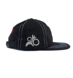 1.1 S.W.A.N.K BEWARE STRAPBACK CONTRAST STITCH 6 PANEL CAP - BLACK