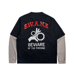 1.1 S.W.A.N.K BEWARE DOUBLE LAYERED WAFFLE T-SHIRT - BLACK