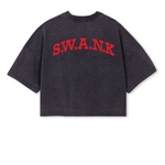 1. S.W.A.N.K  Cropped Oversized T-shirt - Vintage Black