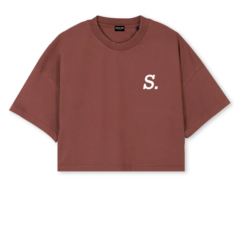 1. S.W.A.N.K  Cropped Oversized T-shirt - Vintage Brown